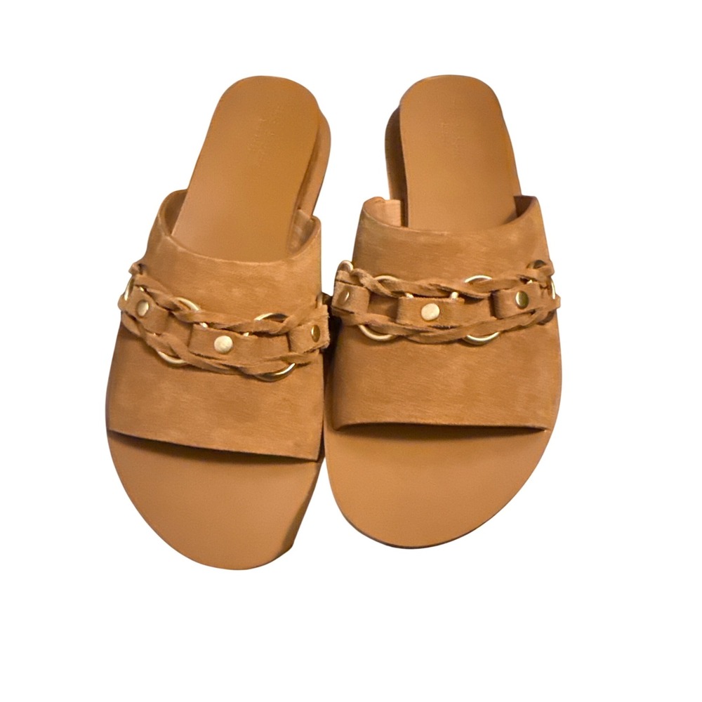 Rag & Bone Tan Suede Braided Ring Slide Sandals Flat Shoes Womens 6.5 new w box - Picture 4 of 6